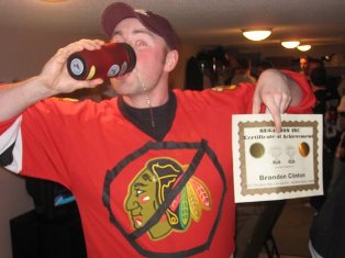 Brandon wants to hold on to his award.  The Golden Phillips Drunken Skill award